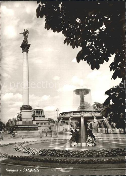 STUTTGART  CITY Schlossplatz Brunnen Siegessaeule