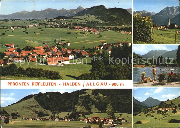 Pfronten Ostallgaeu Bayern mit Roefleuten und Halden Teilansichten Schwimmbad Ki