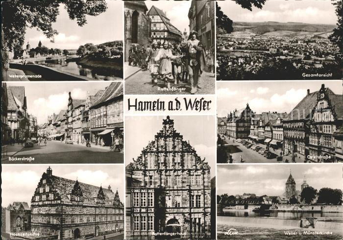 Hameln Weser Weserpromenade Rattenfaenger Total Baeckerstr Osterstr Hochzeitshau