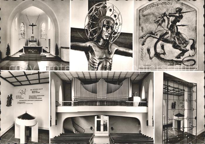 Poppenhausen Wasserkuppe Pfarrkirche St Georg Inneres Kupfergetriebenes Kreuz St