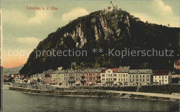 Tetschen-Bodenbach Boehmen Uferstrasse an der Elbe