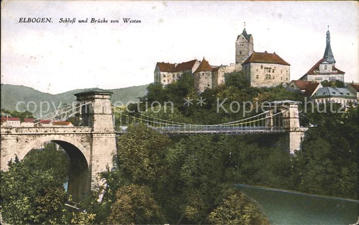 Elbogen Loket Schloss und Brücke von Westen