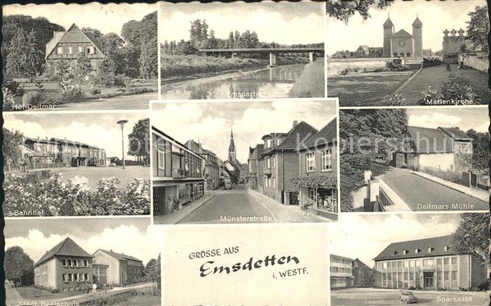 Emsdetten Hof Ems Kirche Muehle Sparkasse Muensterstrasse Bahnhof Realschule