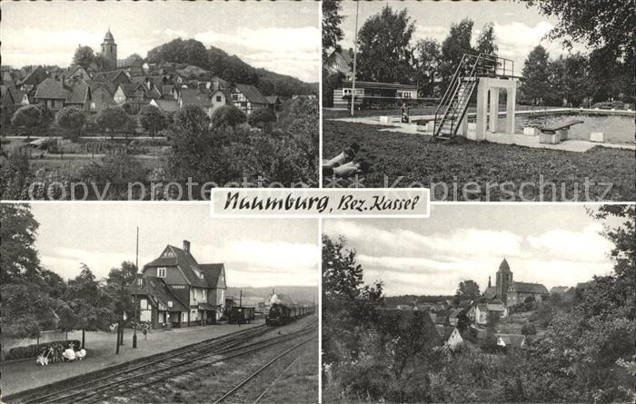 Naumburg Hessen Teilansichten Freibad Bahnhof