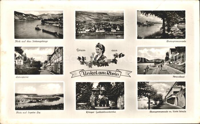 Unkel Rhein Siebengebirge Rheinpromenade Strandbad Hotel Krieger Gedaechtniskirc