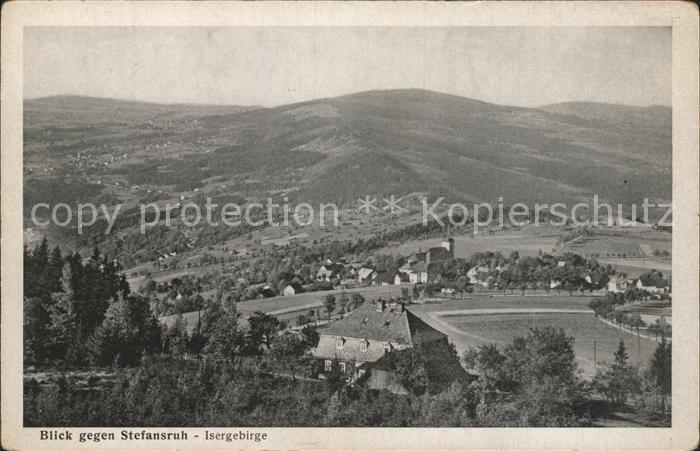 Stefansruh Prichovice Panorama Blick gegen Isergebirge