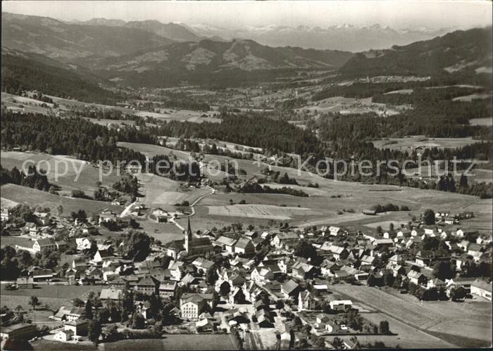 Weiler-Simmerberg mit Aachwinkel Alpenpanorama Fliegeraufnahme