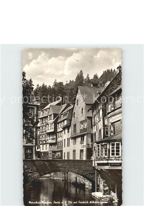 Monschau Montjoie NRW Partie an der Rur mit Friedrich Wilhelm Bruecke