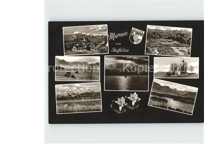 Murnau Staffelsee Gesamtansicht mit Alpenpanorama Abendstimmung Kapelle