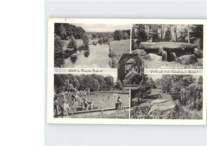 Fallingbostel Boehmetal Siebensteinhaeuser Steingrab Freibad Hermann Loens Grab