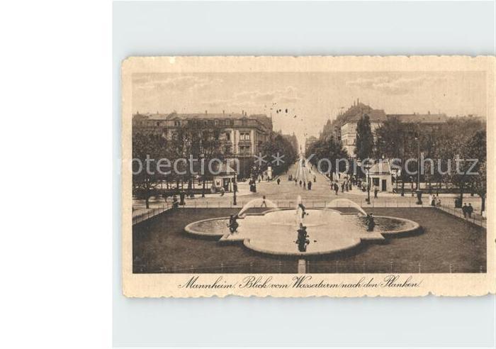 MANNHEIM BW Blick vom Wasserturm nach den Planken Wasserspiele