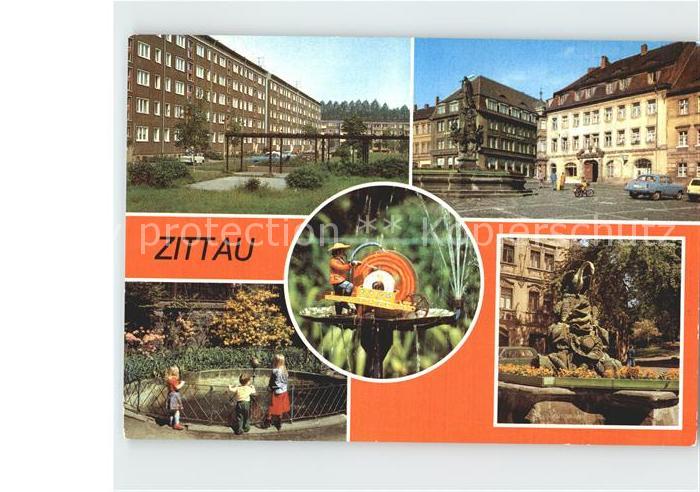 Zittau Neubaugebiet August Bebel Platz Schleifermaennel Brunnen