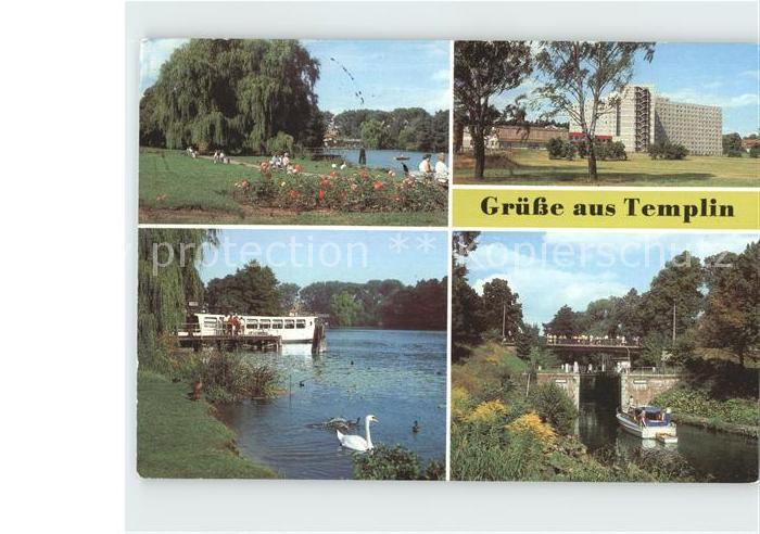 Templin Uferpromenade Ratsteich FDGB Erholungsheim Engels MS Uckermark Schleuse