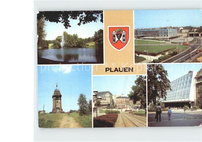 Plauen Vogtland Stadtpark Bahnhof Kemmlerturm Otto Grotewohl Platz Rathaus Wappe