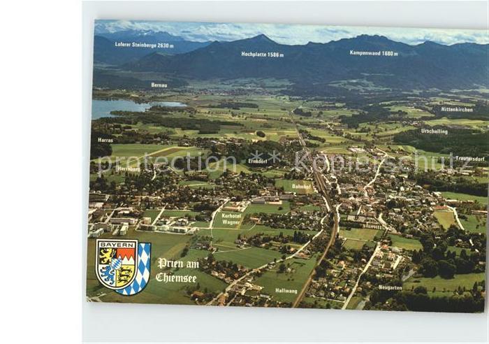 Prien Chiemsee Kneipp Luftkurort Bayerische Alpen Wappen Fliegeraufnahme