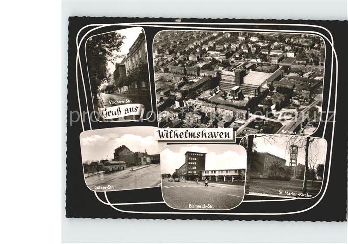 Wilhelmshaven  CITY Strassenpartien St Marien Kirche Rathaus Fliegeraufnahme