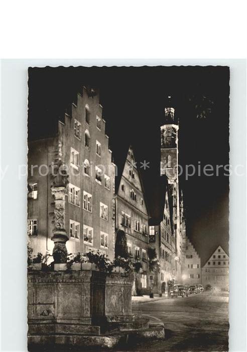 Rothenburg Tauber Herrngasse Brunnen Nachtaufnahme