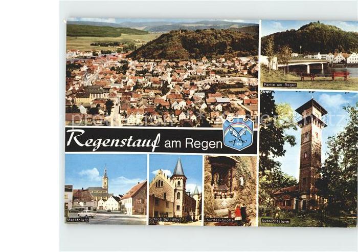 Regenstauf Panorama Regen Bruecke Aussichsturm Lourdes Grotte Schloss Marktplatz