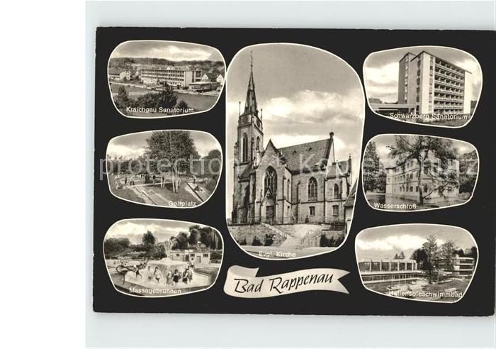 Bad Rappenau Sanatorium Golfplatz Massagebrunnen Kirche Schwimmbad Wasserschloss