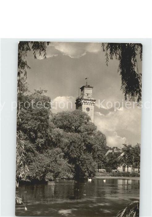 Altenburg Thueringen Kleiner Teich mit Kunstturm