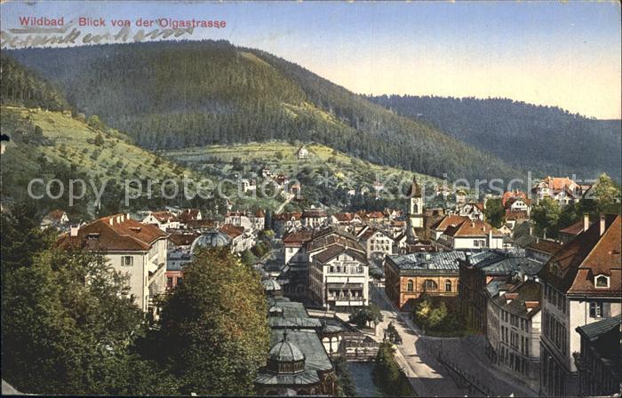 Wildbad Schwarzwald Blick von der Olgastrasse