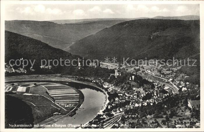 Neckarsteinach mit seinen Burgen Fliegeraufnahme