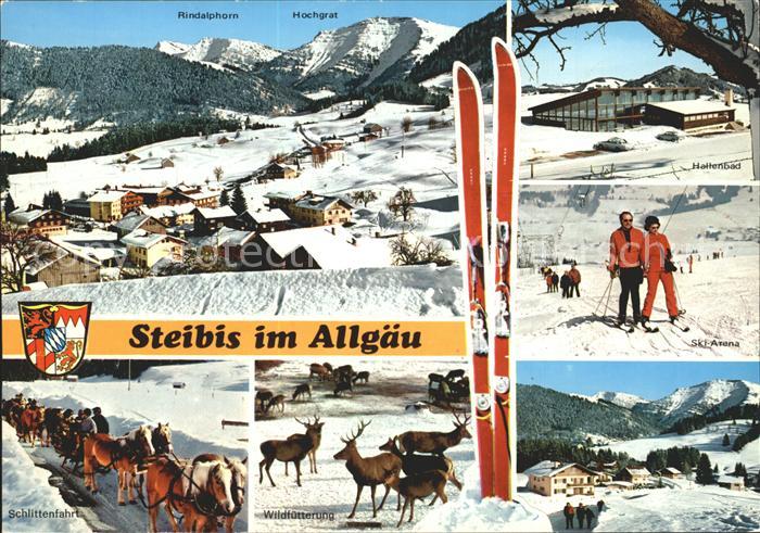 Steibis Oberstaufen Bayern mit Rindalphorn und Hochgrat Ski Arena Schlittenfahrt