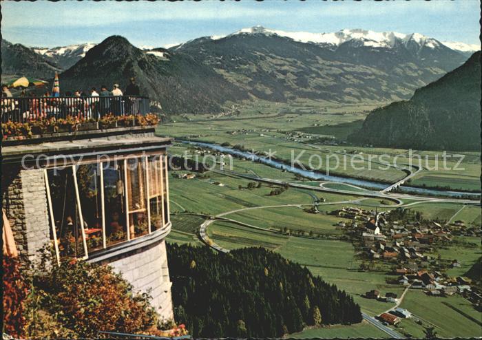Wiesing Tirol Blick von der Kanzelkehre auf Inntal Autobahn und ins Zillertal
