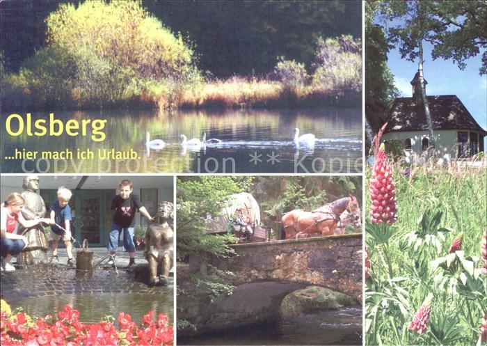 Olsberg Sauerland Schwanenteich Kapelle Bruecke Spielende Kinder