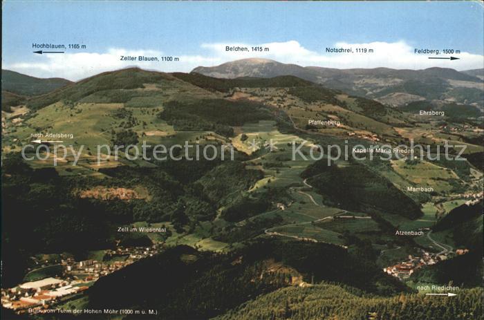 Zell Wiesental Hochschwarzwald mit Hochblauen Belchen Notschrei Feldberg