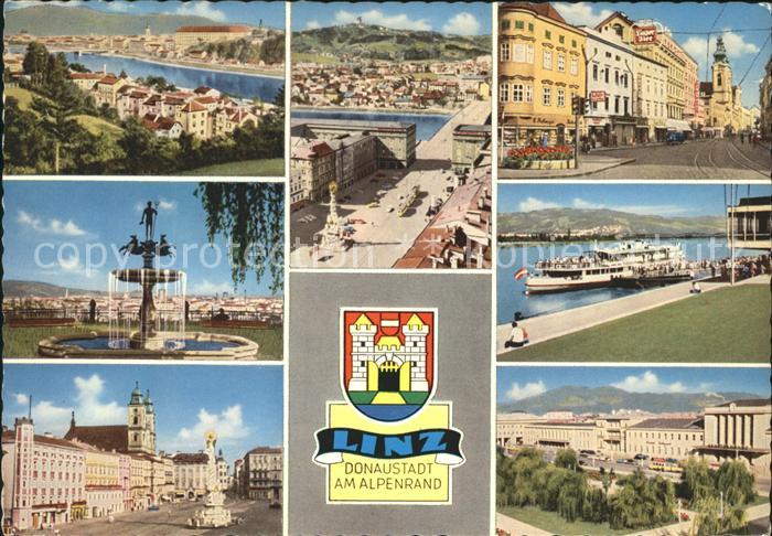 Linz Donau Totalansicht Hauptplatz mit Urfahr und Poestlingberg Landstrasse Baue