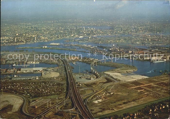 HAMBURG  CITY Koehlandbruecke und Hafen Fliegeraufnahme