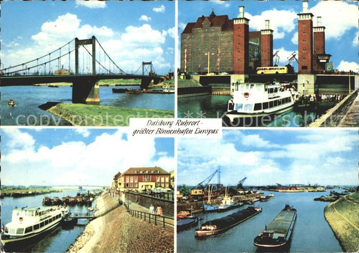 Duisburg Ruhr Br?cke Hafenpartien Frachtschiffe