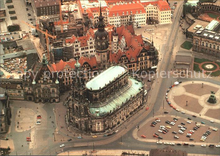 DRESDEN Elbe Katholische Hofkirche Schloss Fliegeraufnahme