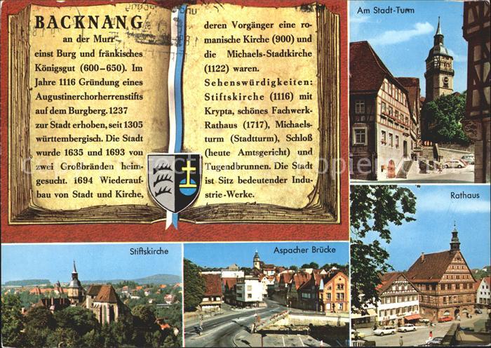 Backnang Stadtturm Stiftskirche Aspacher Bruecke Rathaus