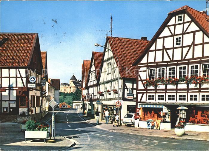 Waldeck Edersee Mittelalterliche Fachwerkhaeuser mit Schloss