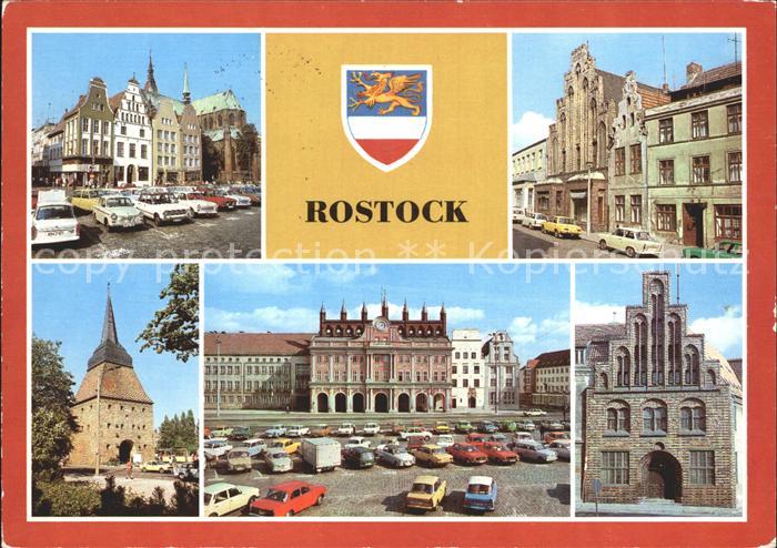ROSTOCK  CITY Giebelhaeuser Marienkirche Gr Wasserstr Steintor Ernst Thaelmann P