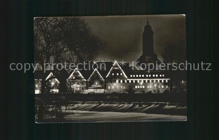 Nuertingen bie Nacht mit Weihnachtsbeleuchtung
