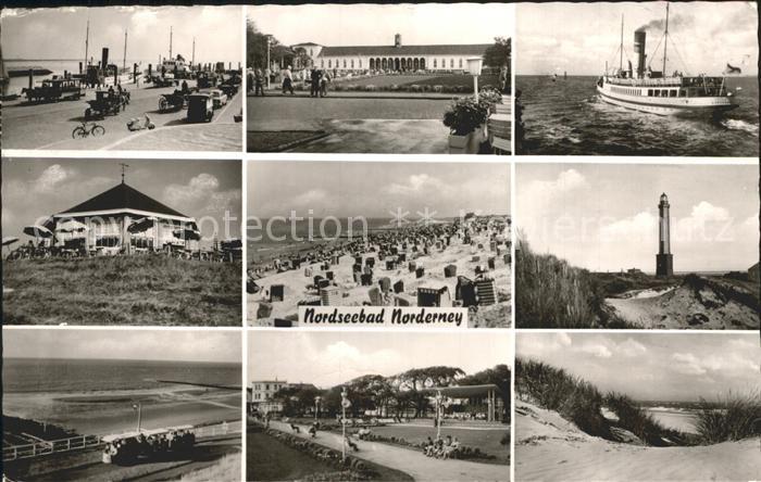 Norderney Nordseebad Promenade Strandhotel Faehre Pavillon Strandpartie Leuchttu