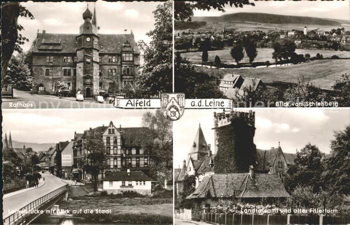 Alfeld Leine Rathaus Bick vom Schlehberg Leinebruecke Stadtblick Landratsamt und