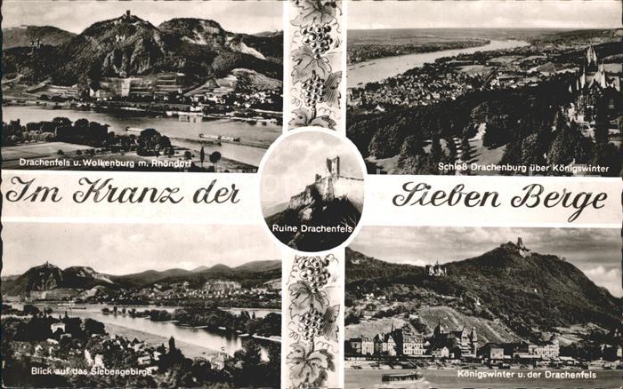 Koenigswinter Drachenfels Wolkenburg Rhoendorf Schloss Drachenburg Siebengebirge