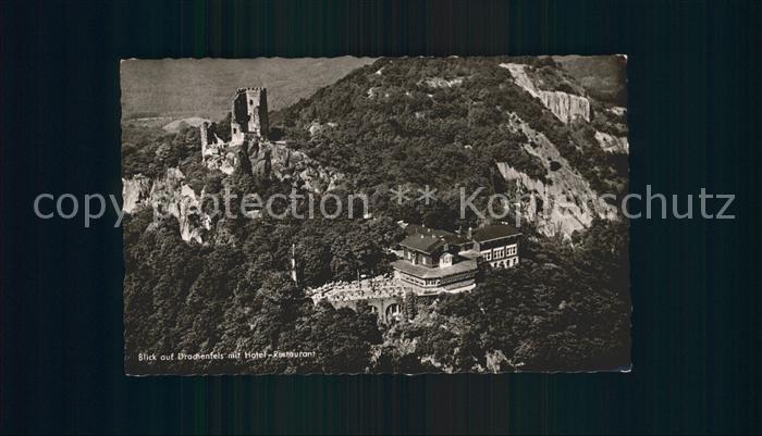 Drachenfels mit Hotel Restaurant Fliegeraufnahme