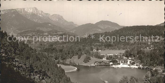 Koenigssee Blick auf Hotel Schiffmeister und Untersberg