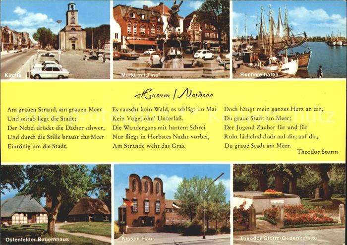 Husum Nordfriesland Kirche Markt mit Tine Fischereihafen Ostenfelder Bauernhaus