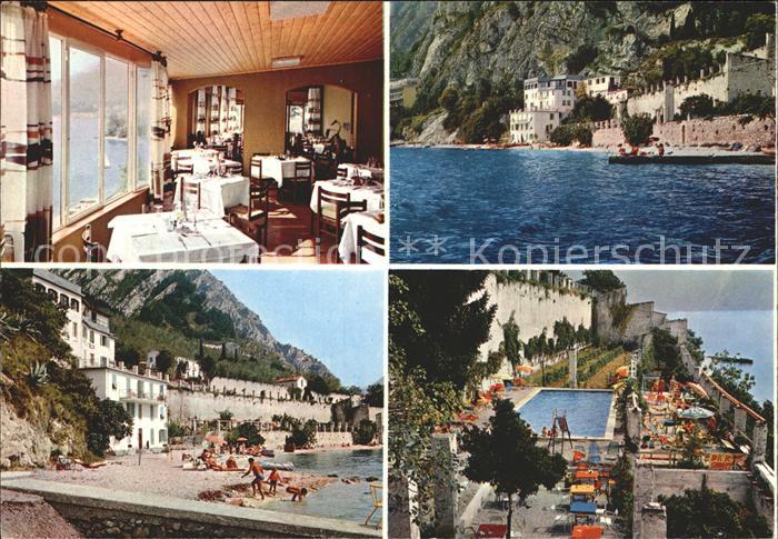 Limone sul Garda Albergo Italia Gastraum Strand Swimmingpool