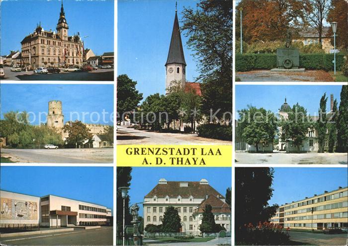 Laa Thaya Schloss Kirche Burgturm Gedenkstaette Strassenpartie