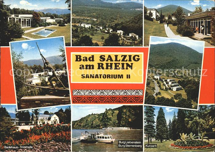 Bad Salzig Sanatorium Swimmingpool Panorama Fliegeraufnahme Badehaus Trinkhalle