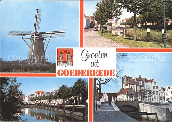 Goedereede Windmuehle Strassenpartie Kanaele