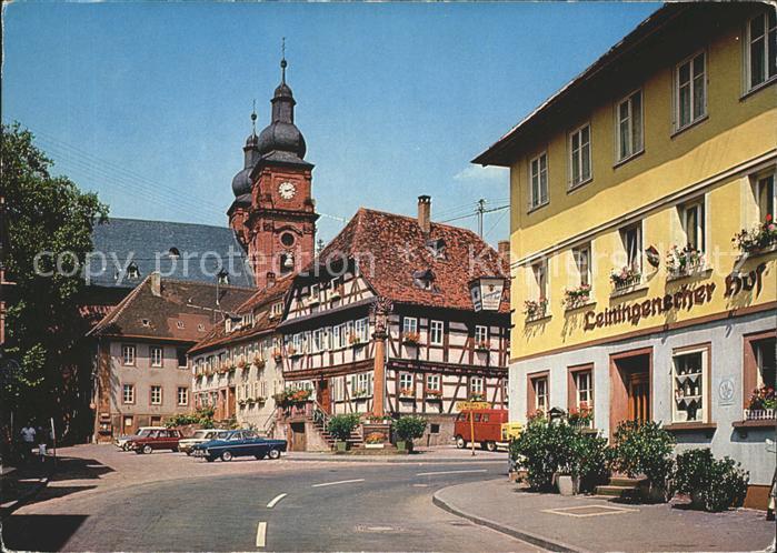Amorbach Miltenberg Marktplatz mit Pfarrkirche St Gangolf