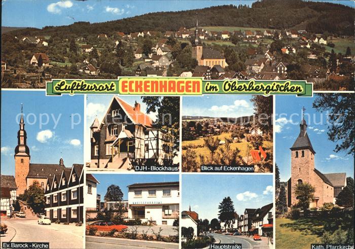 Eckenhagen Totalansicht Ev Kirche DJH Blickhaus Ortsblick Hauptstr Kath Pfarrkir